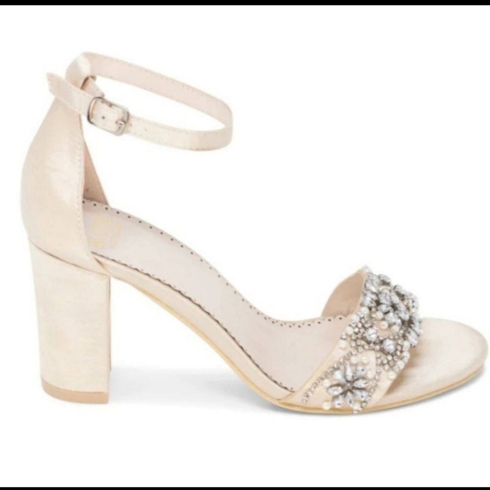 Kate Whitcomb Champagne Wedding Heels Size 8 - Picture 4 of 11